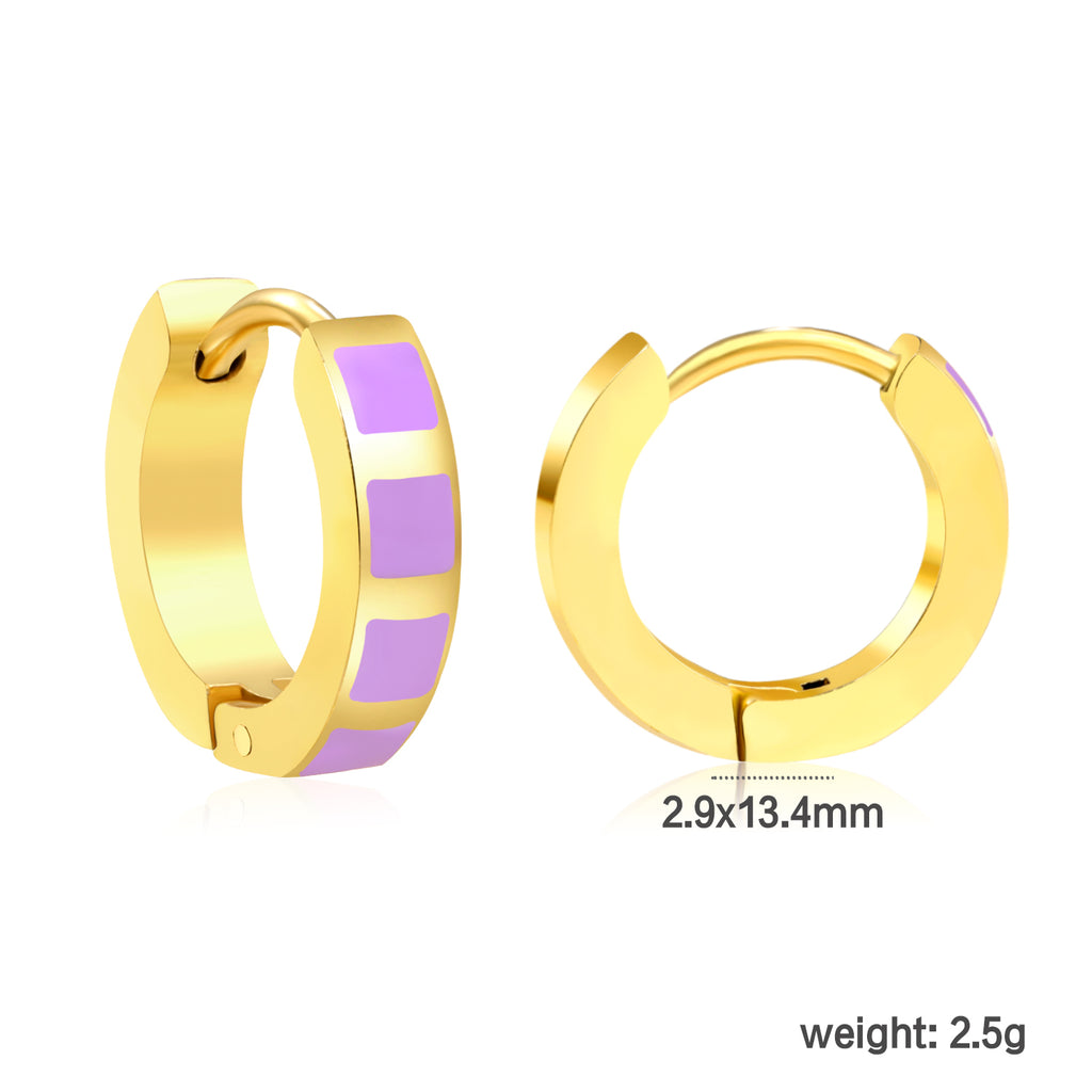 2.9*13.4mm spherical ear clips black oil/purple/pink gold color