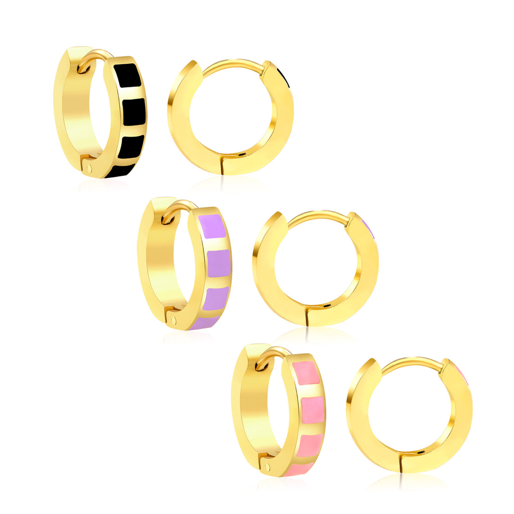 2.9*13.4mm spherical ear clips black oil/purple/pink gold color