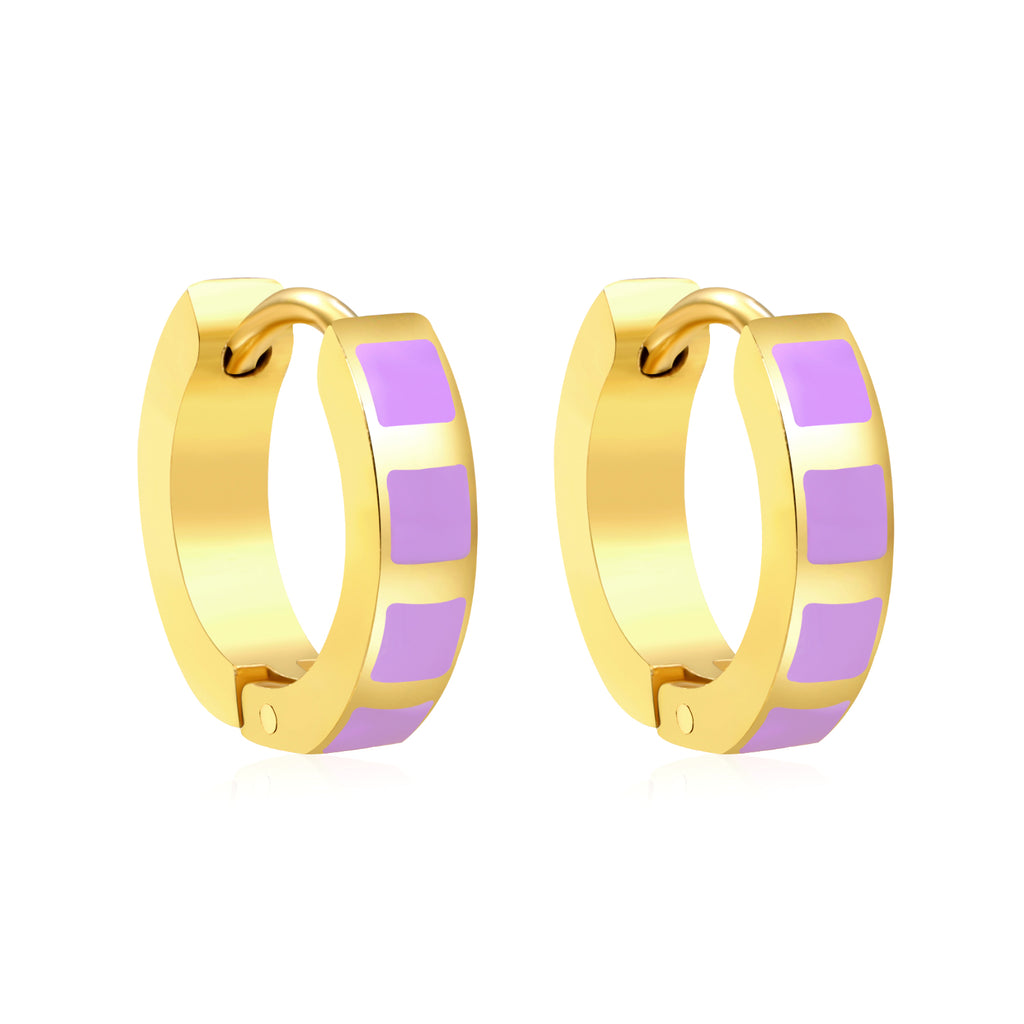 2.9*13.4mm spherical ear clips black oil/purple/pink gold color