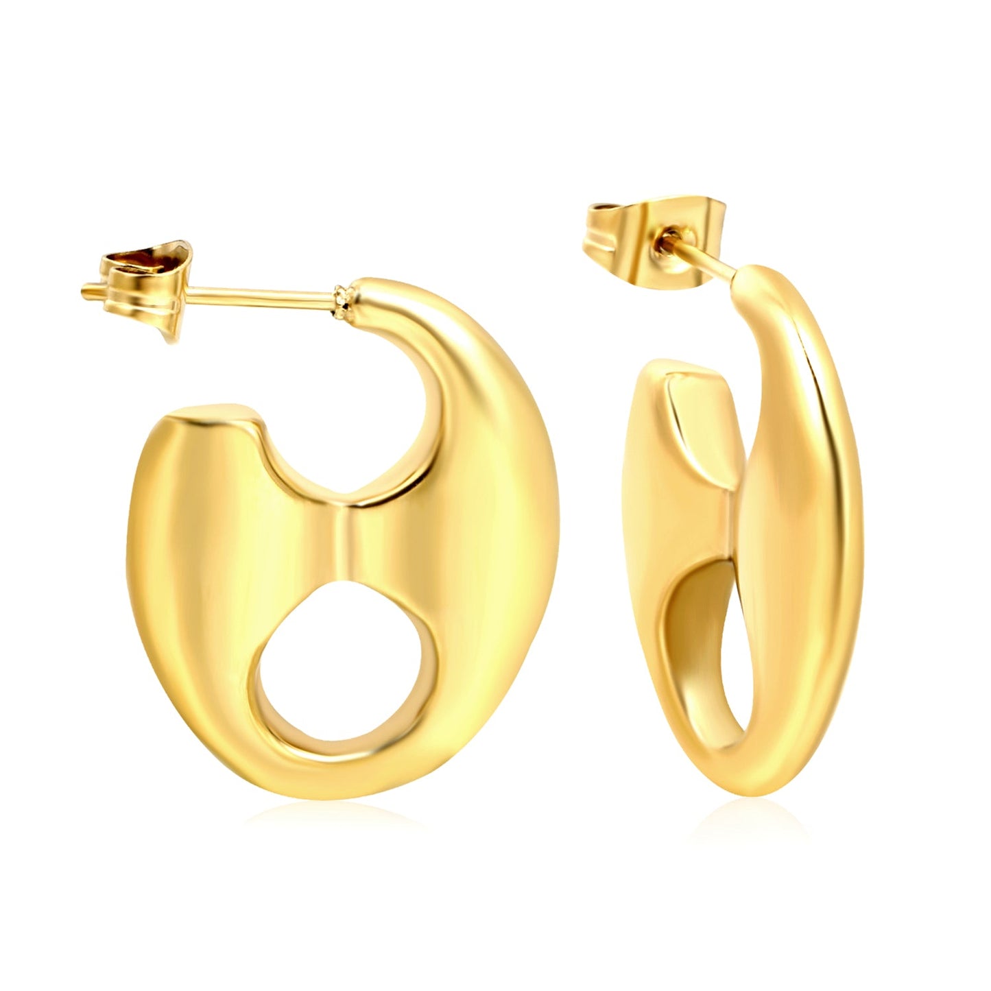 18.8 x 23.7mm open pig nose stud earrings, gold color asonjewelry