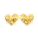 Textured Heart Stud Earrings 35*28mm / 18.4*15.1mm steel color / gold color