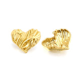 Textured Heart Stud Earrings 35*28mm / 18.4*15.1mm steel color / gold color