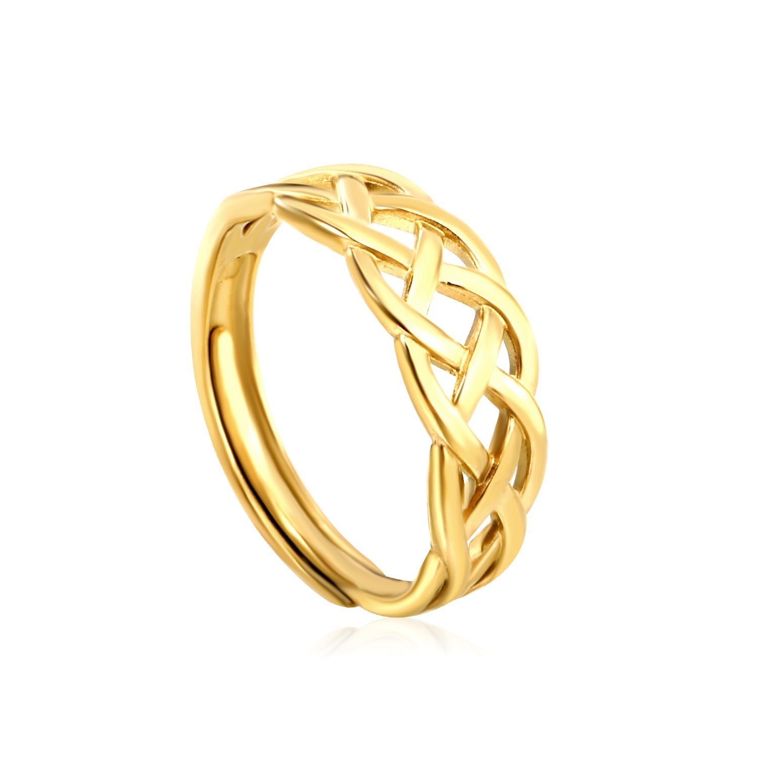 5.9mm Geometric Golden Adjustable Ring ¨C 3D Faceted Design, 5.9mm Height, Trendy & High-End asonjewelry