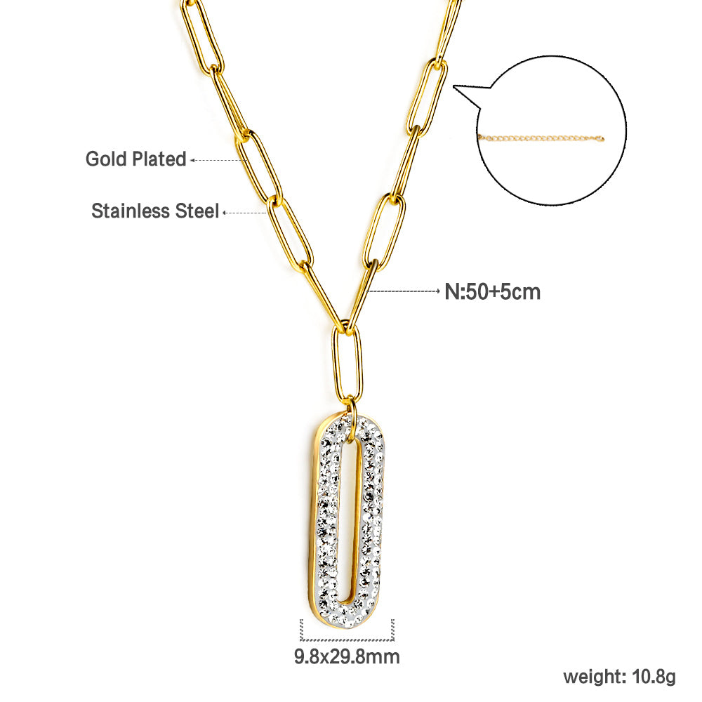 Collier avec pendentif en diamant et argile blanche, long cercle du nouvel an 2024, 50 + 5cm