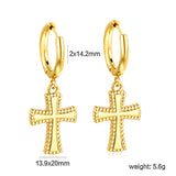 Wire 2*O.D. 14.2mm earrings + 13.9*20.1mm cross earrings Gold color