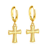 Wire 2*O.D. 14.2mm earrings + 13.9*20.1mm cross earrings Gold color