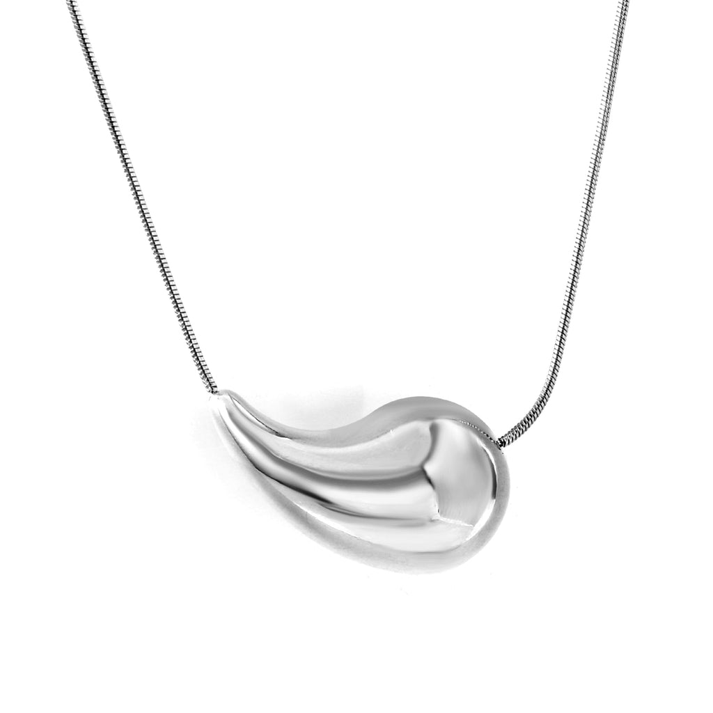 20mm/25mm Teardrop Oval Pendant Necklace 40+5cm Steel Color/Gold Color