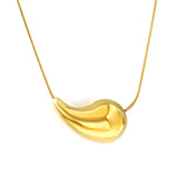 20mm/25mm Teardrop Oval Pendant Necklace 40+5cm Steel Color/Gold Color