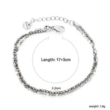 2.2mm mine black bead chain + lip chain 17+17+3cm+6mm round sign double chain bracelet steel/golden