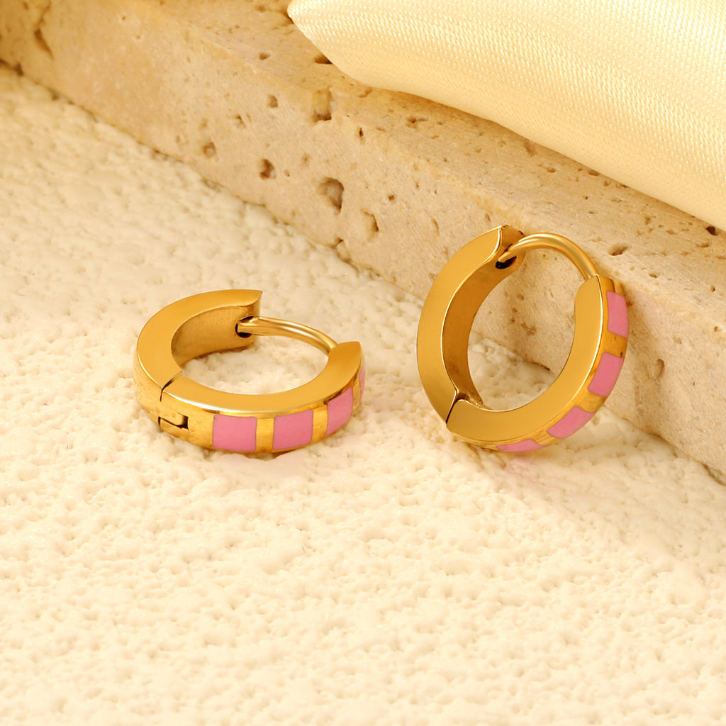 2.9*13.4mm spherical ear clips black oil/purple/pink gold color