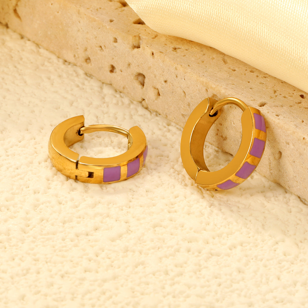 2.9*13.4mm spherical ear clips black oil/purple/pink gold color