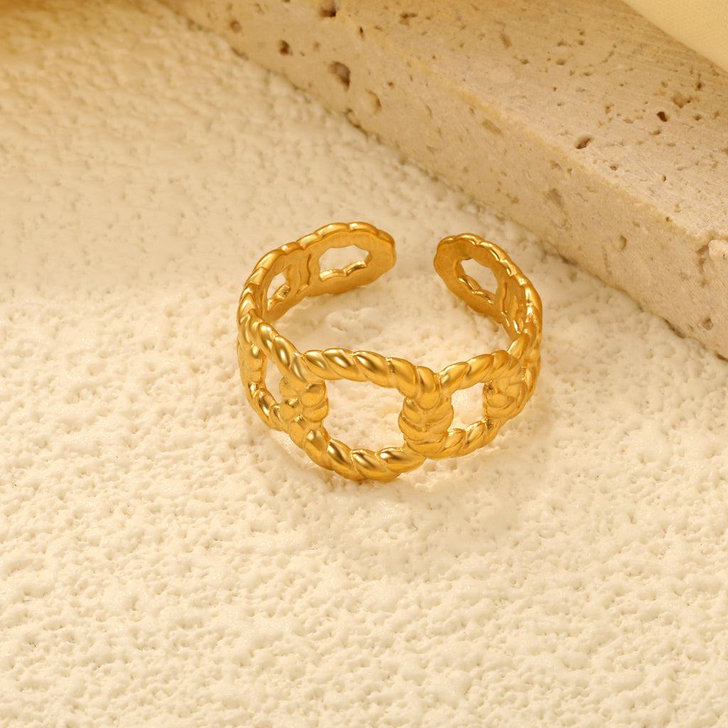 5.6mm Chic Golden Open Ring for Women ¨C Medium-Width Adjustable Band, Sleek & Versatile for Everyday Styling
