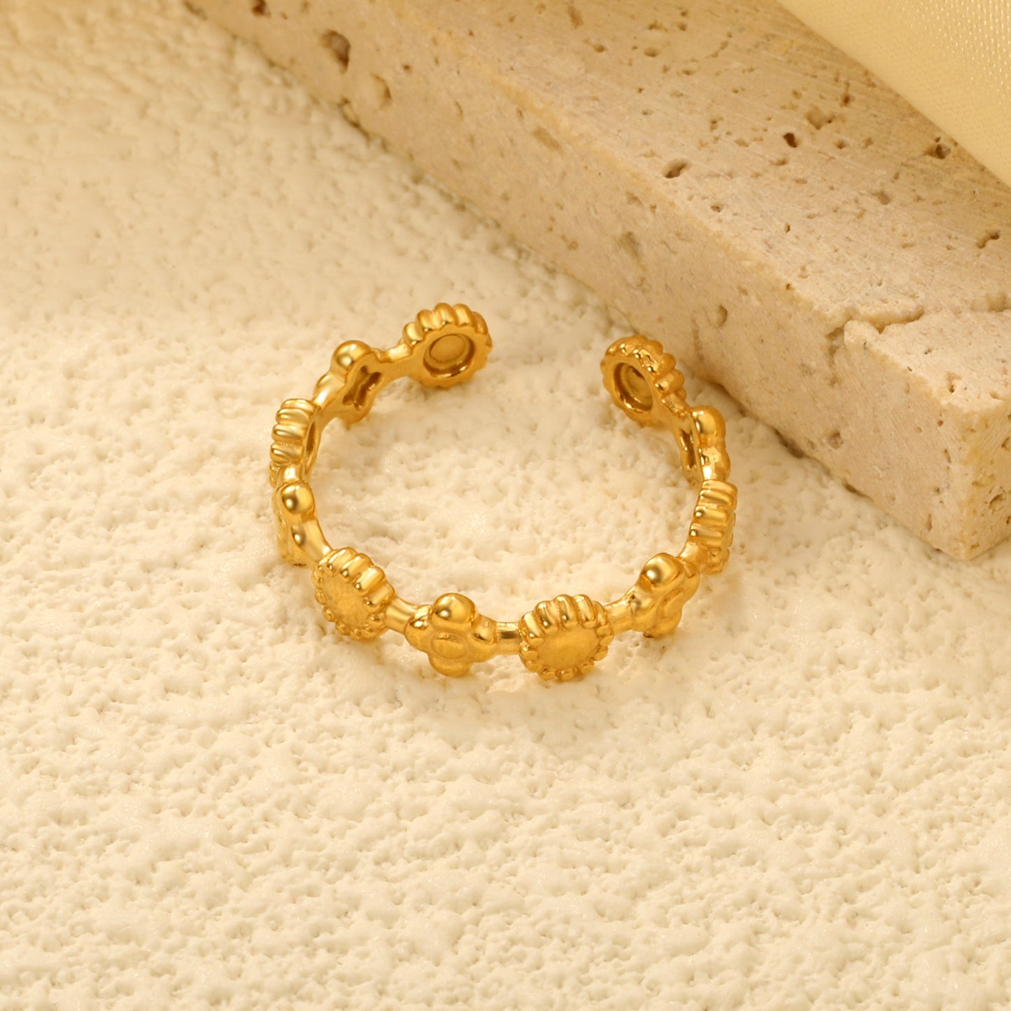 18K Gold - Plated Gear - Stitched Ring asonjewelry