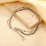 2.2mm mine black bead chain + lip chain 17+17+3cm+6mm round sign double chain bracelet steel/golden