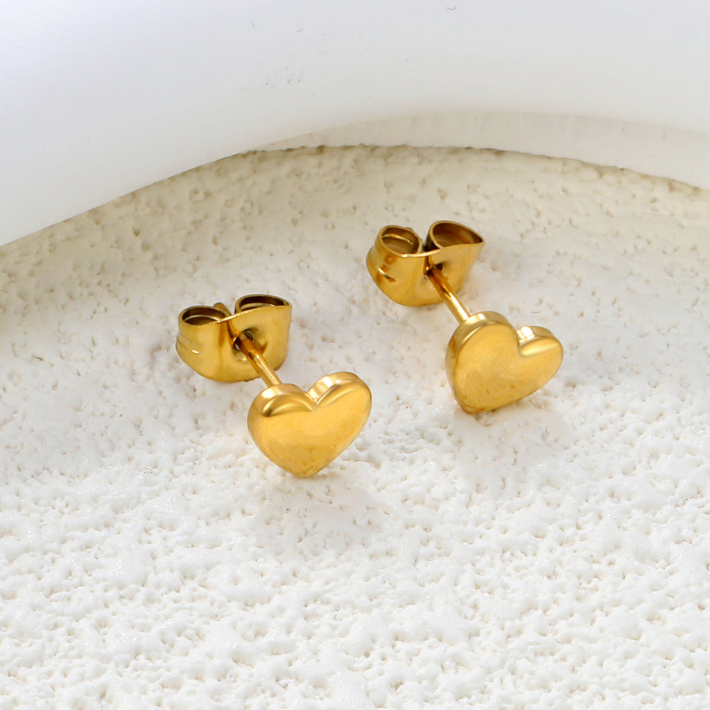 7*6mm heart shaped regular pin earrings steel color/golden