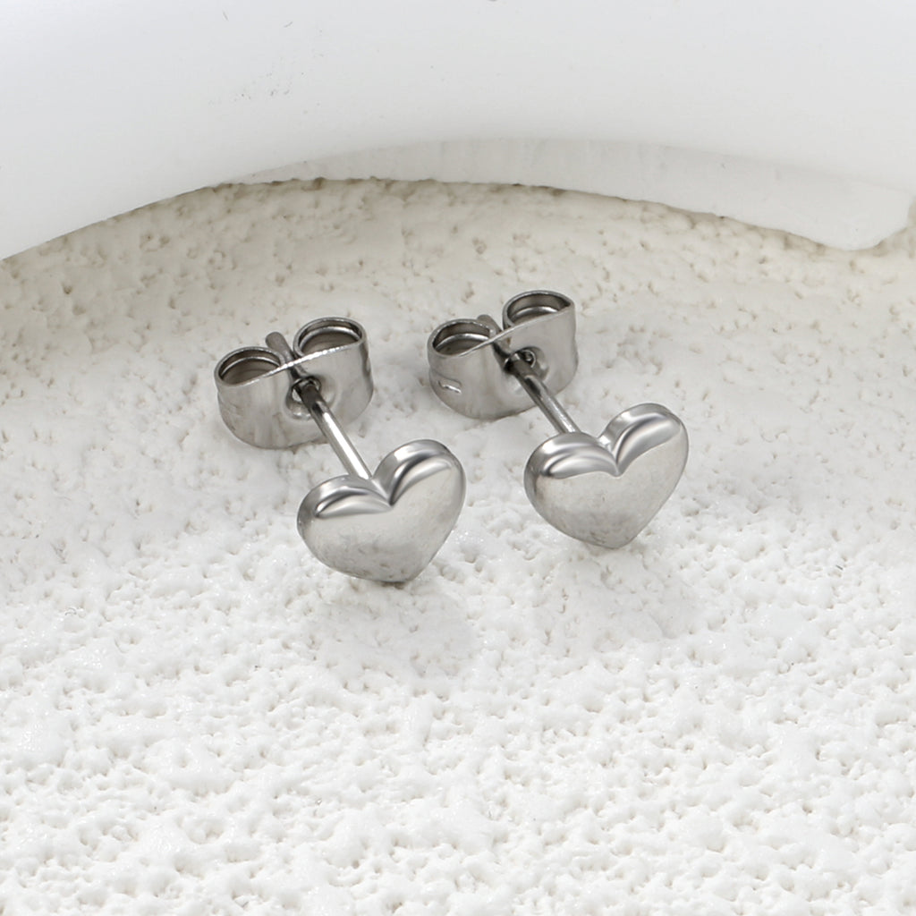 7*6mm heart shaped regular pin earrings steel color/golden