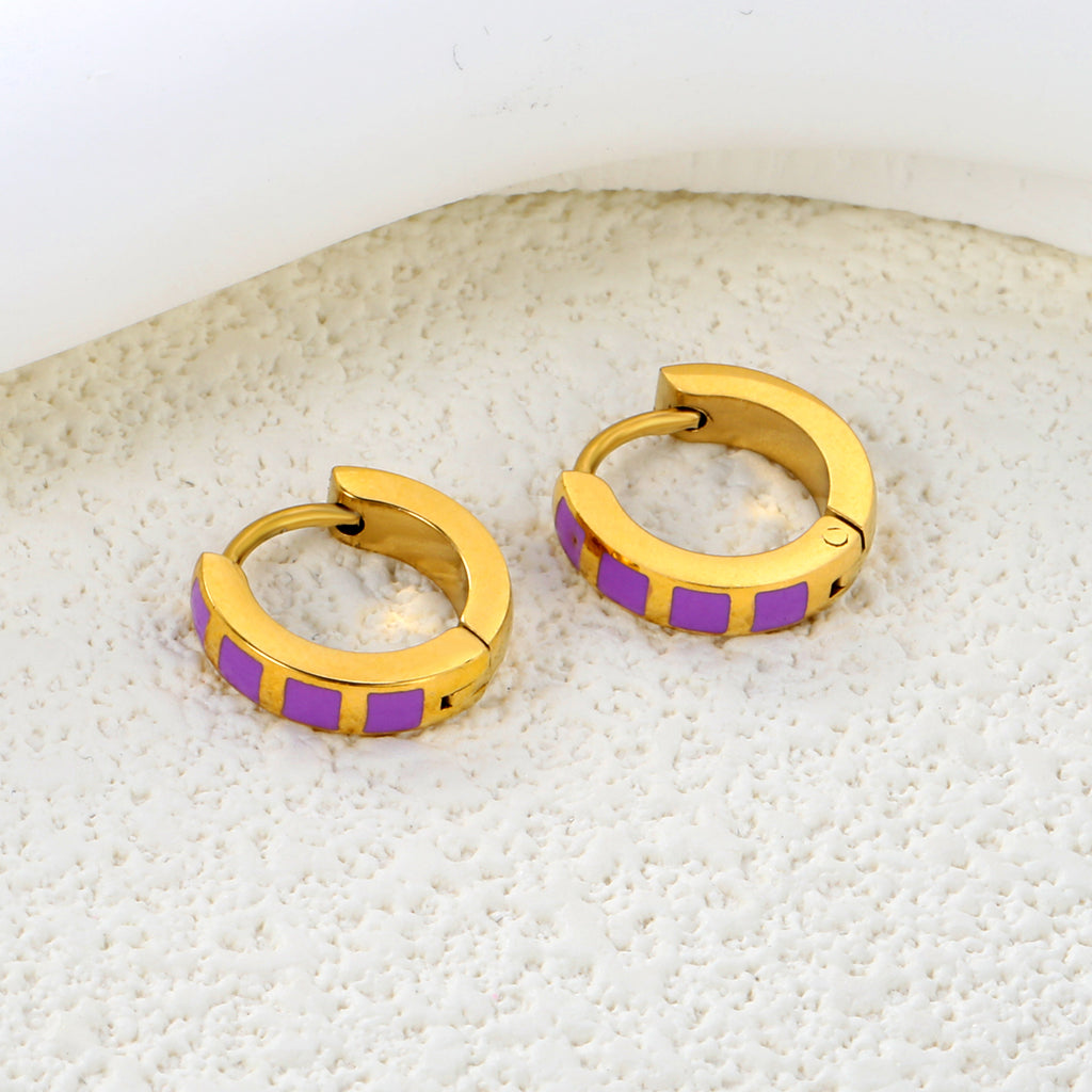 2.9*13.4mm spherical ear clips black oil/purple/pink gold color