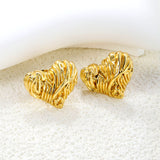 Textured Heart Stud Earrings 35*28mm / 18.4*15.1mm steel color / gold color