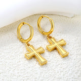 Wire 2*O.D. 14.2mm earrings + 13.9*20.1mm cross earrings Gold color