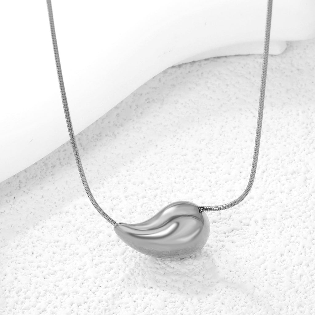 20mm/25mm Teardrop Oval Pendant Necklace 40+5cm Steel Color/Gold Color