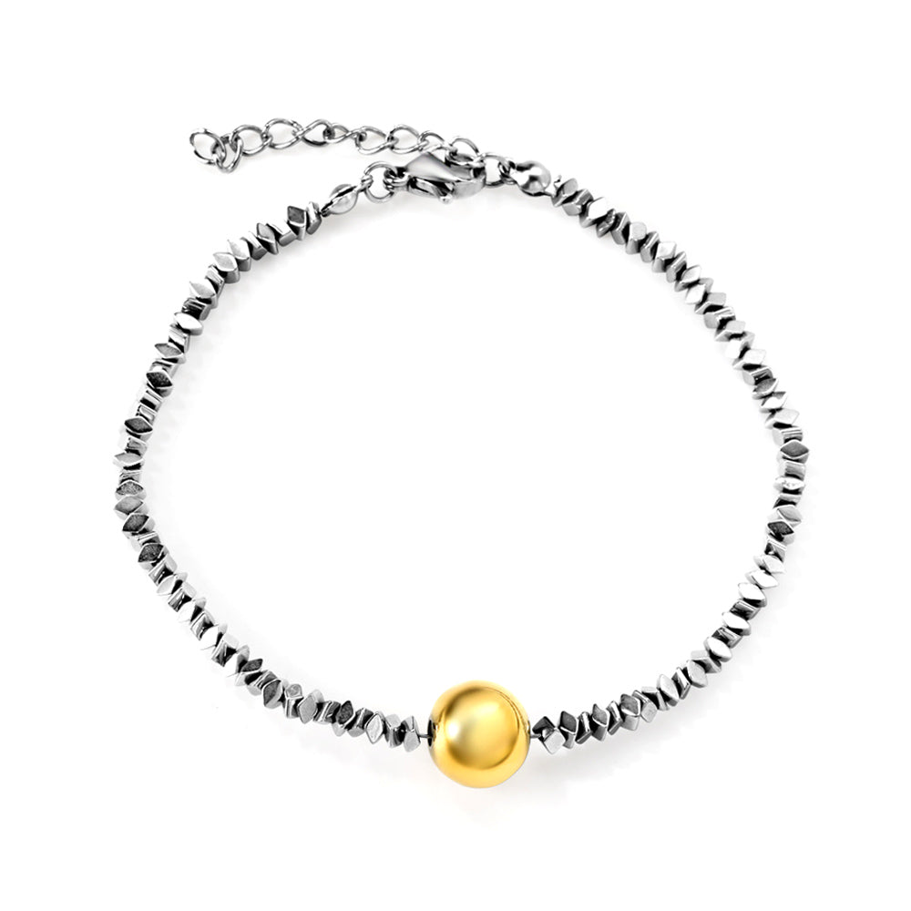 2024 New Year Gold Steel Bead Bracelet 18+3cm asonjewelry