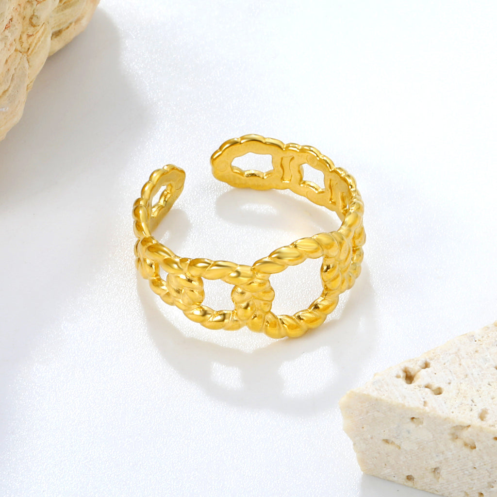 5.6mm Chic Golden Open Ring for Women ¨C Medium-Width Adjustable Band, Sleek & Versatile for Everyday Styling