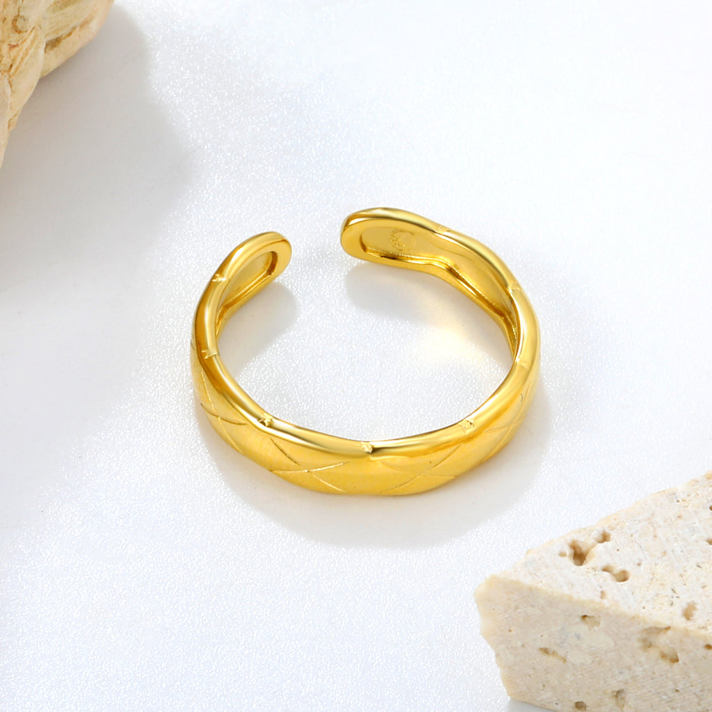 5mm Classic Golden Open Ring ¨C Simple Smooth Adjustable Band, Perfect for Daily Wear & Stacking