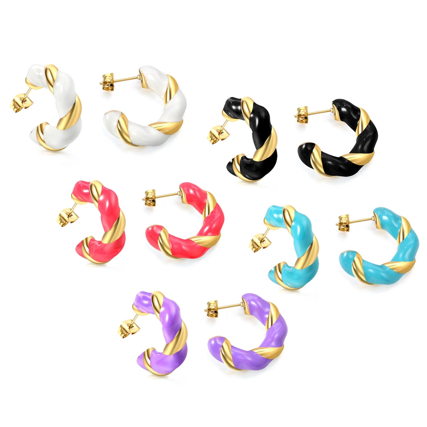 C Shape Twist Drip Earrings 6.4*23mm asonjewelry