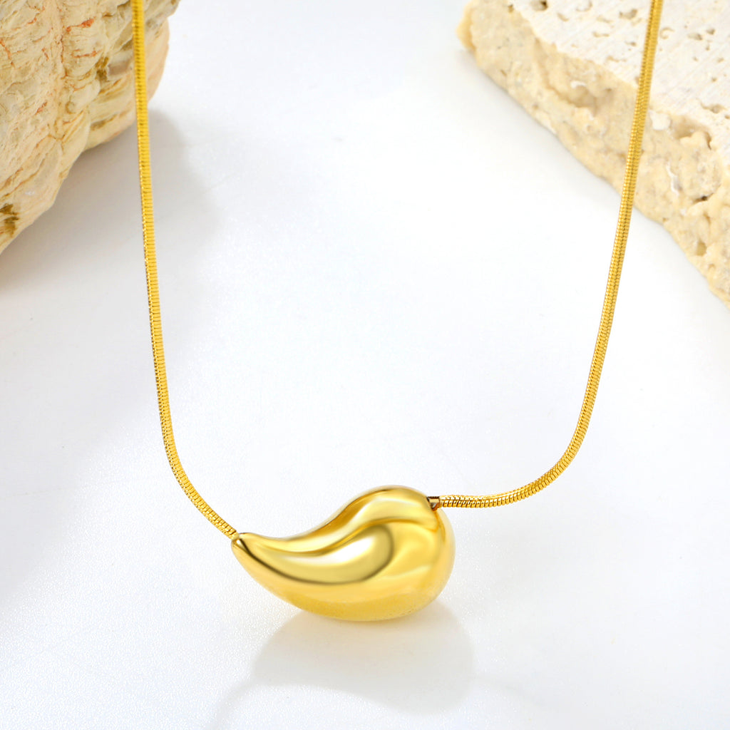 20mm/25mm Teardrop Oval Pendant Necklace 40+5cm Steel Color/Gold Color