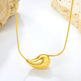 20mm/25mm Teardrop Oval Pendant Necklace 40+5cm Steel Color/Gold Color