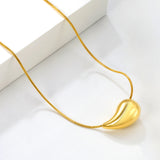 20mm/25mm Teardrop Oval Pendant Necklace 40+5cm Steel Color/Gold Color