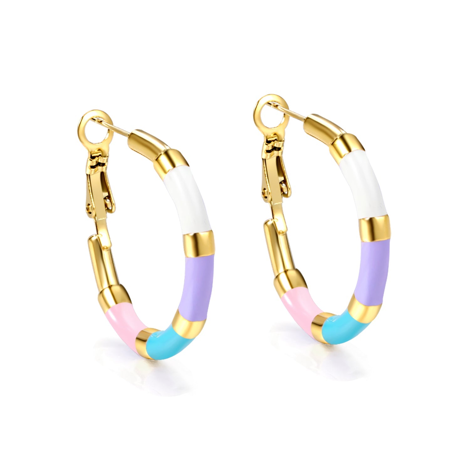 C-Stripe White&Purple&Sky Blue&Pink&Mixed Color Drop Earrings 3*30mm Gold Color asonjewelry