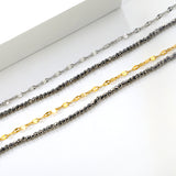 2.2mm mine black bead chain + lip chain 17+17+3cm+6mm round sign double chain bracelet steel/golden