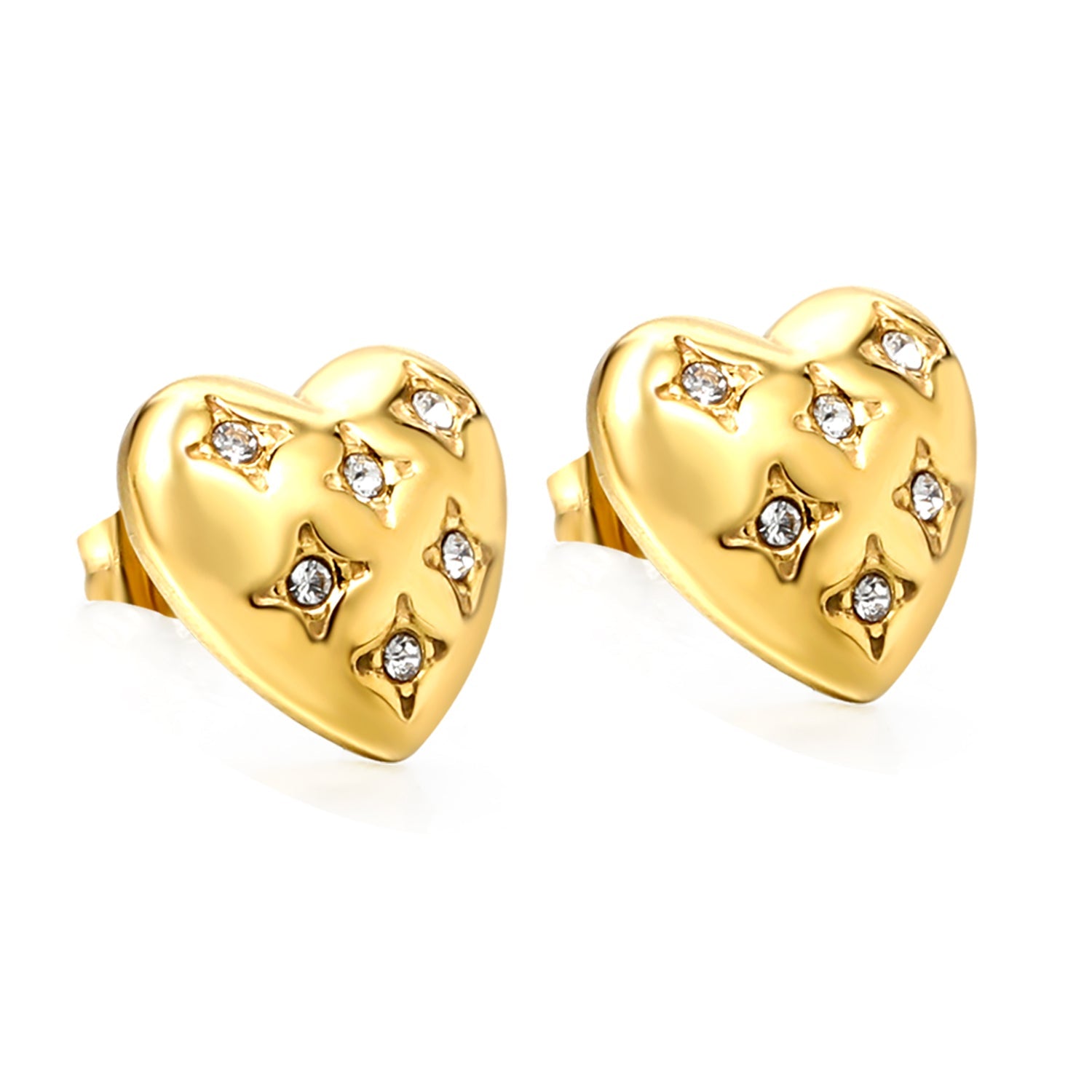 Heart shaped earrings with 6 white diamonds 15*14.3mm asonjewelry