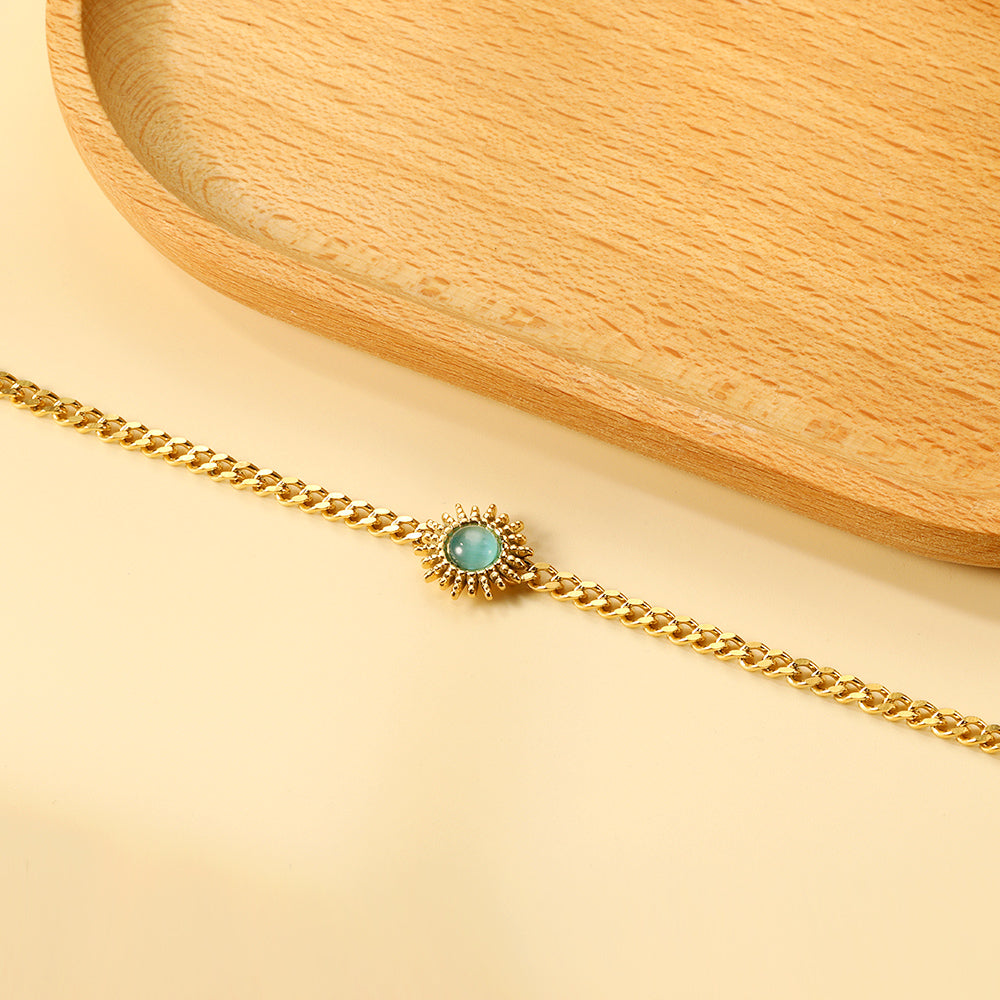 Spring Hot Aquamarine Zircon Sun Accessory Bracelet 17+3cm asonjewelry