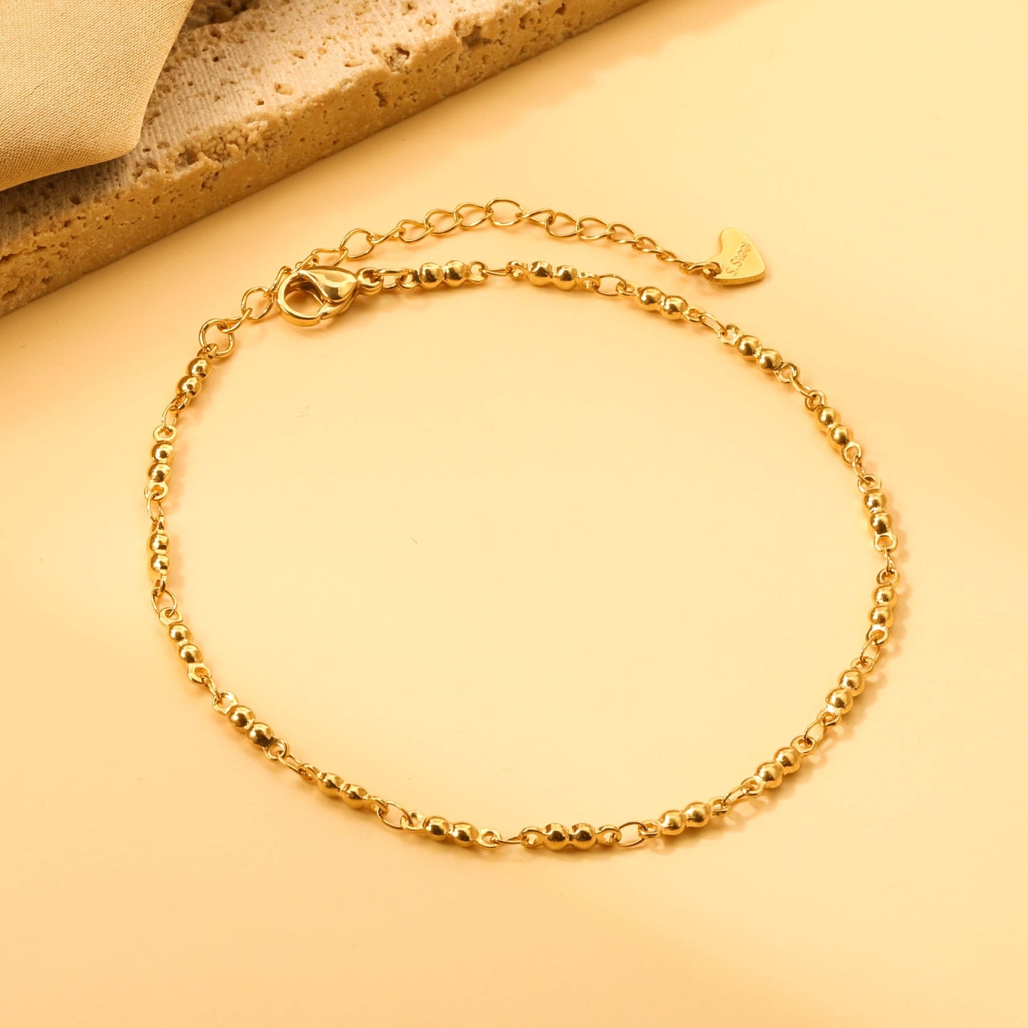 2.3mm Double Bead Accessory Anklet 21+6cm asonjewelry