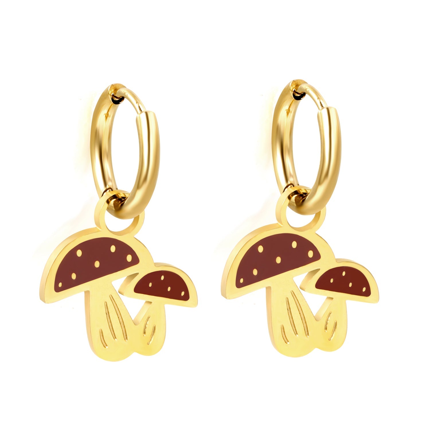 1.6x8mm I.D. Circle with 12.6*11mm Red Mushroom Earrings asonjewelry