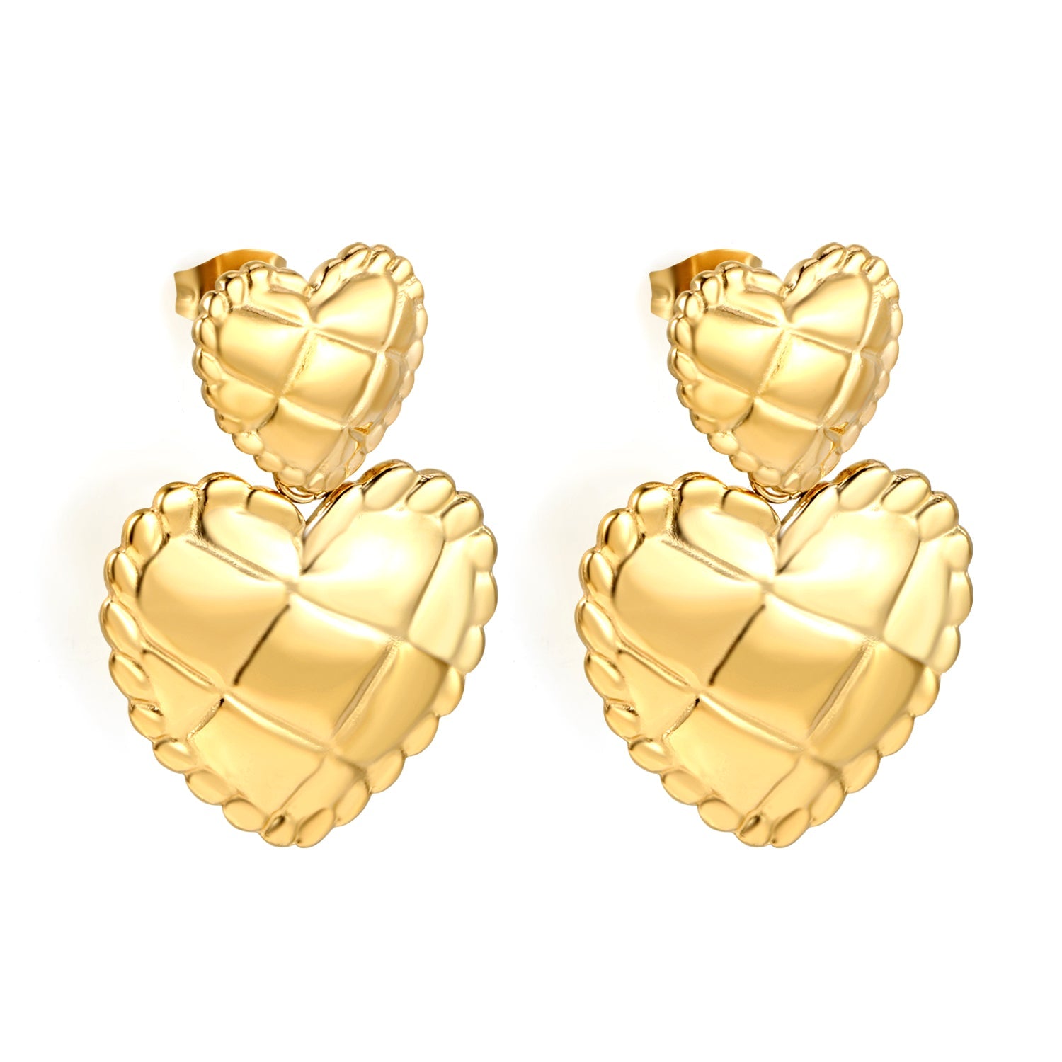 14.213.3 Small Heart + 22*21.3mm Large Heart Textured Stud Earrings asonjewelry