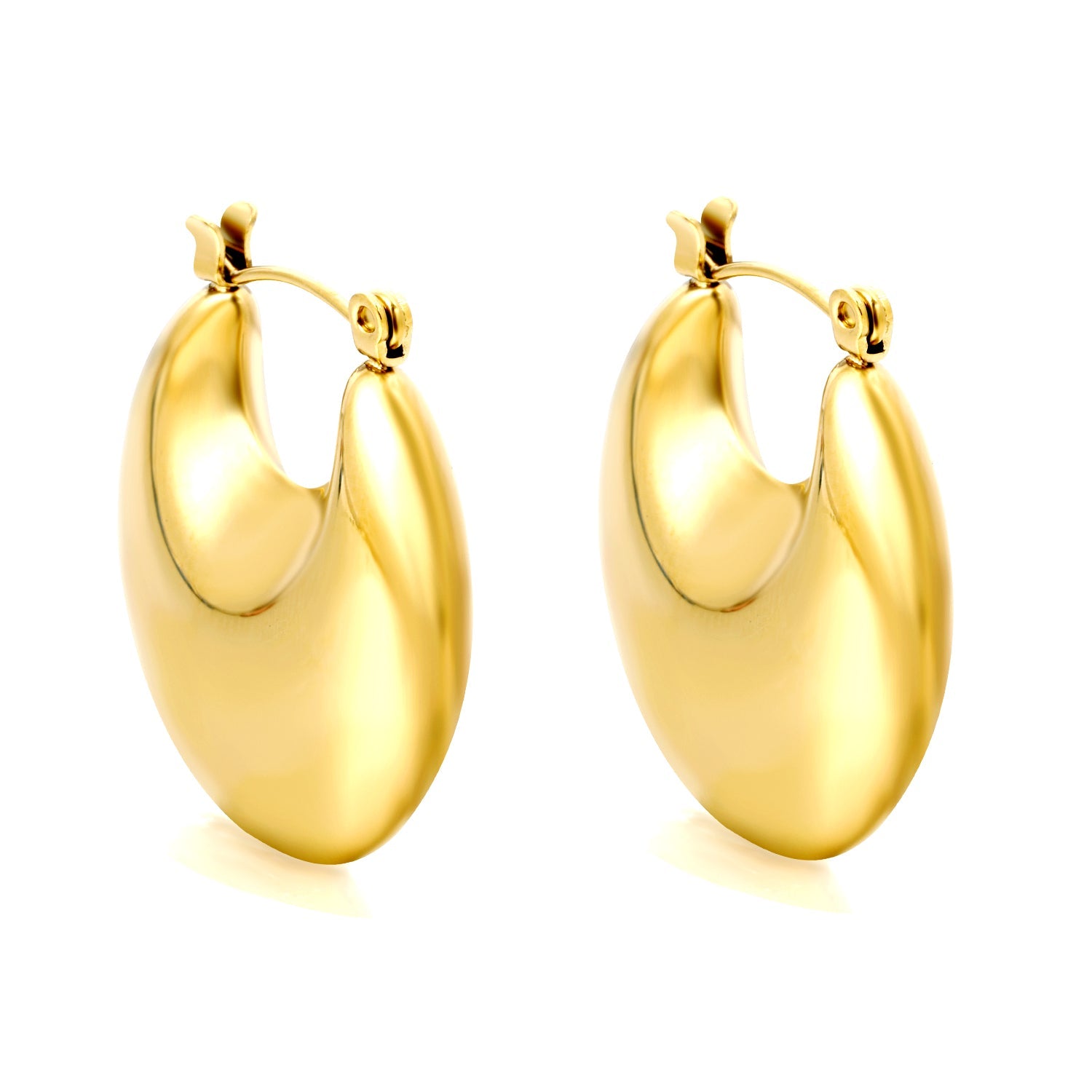 Golden hollow fat moon earrings 27*25mm asonjewelry