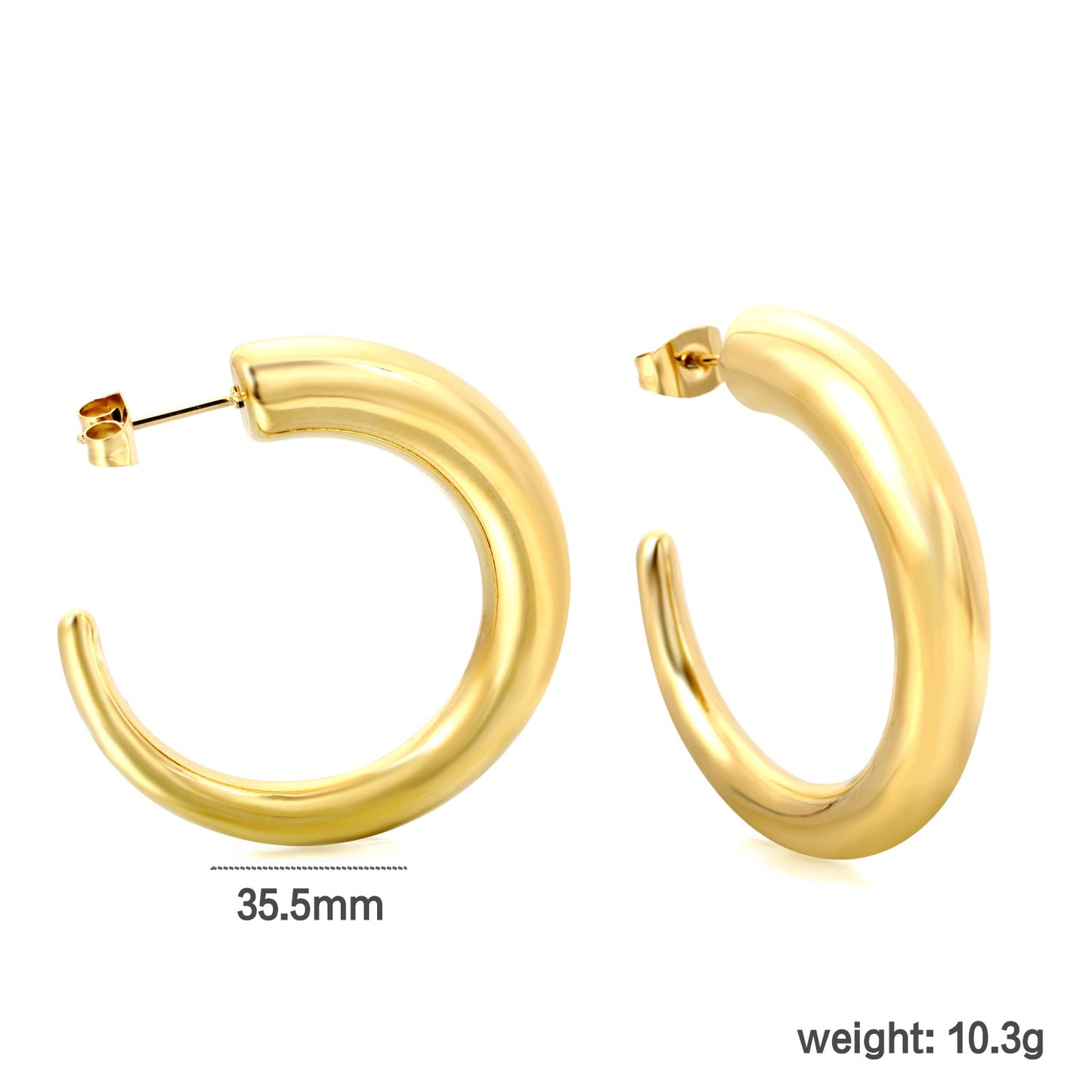Hollow C-shaped curved hook earloop 35.5*mm Gold color asonjewelry