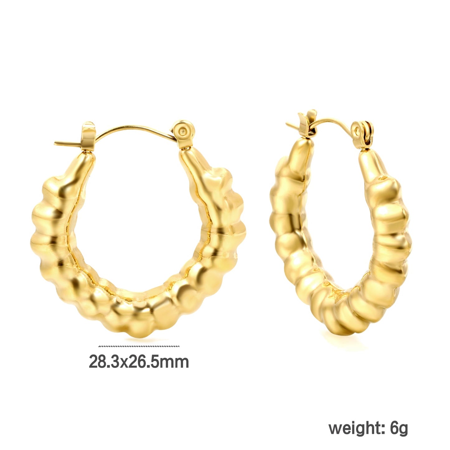 Hollow Peach Convex Earrings 28.3*26.5mm Gold Color asonjewelry