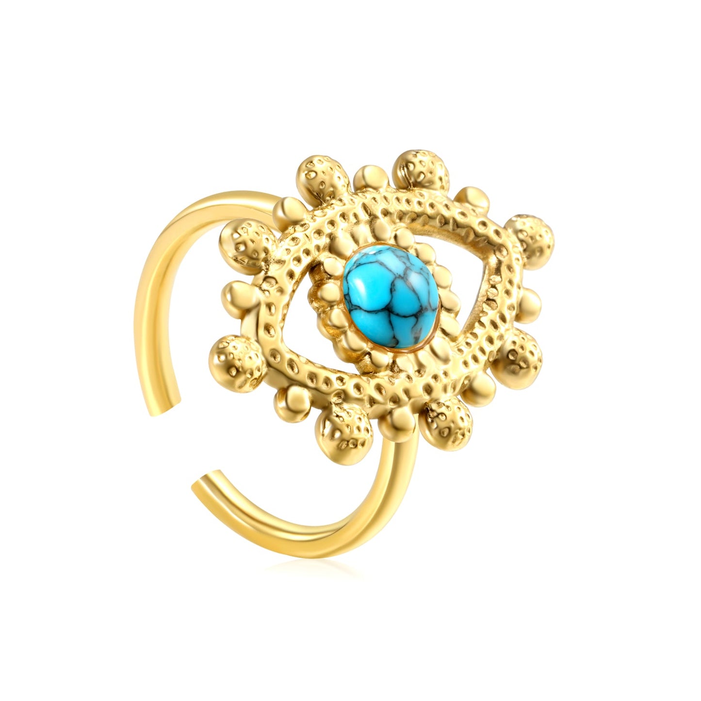 18.4*26.2mm Eye Split Ring Pearl/Turquoise/Malachite/ Golden 8 asonjewelry