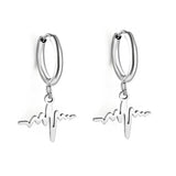 Wire 1.6x11mm O.D. earrings + 11.9*10mm circle with lightning bolt pendant earrings steel color/golden