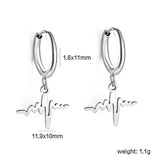 Wire 1.6x11mm O.D. earrings + 11.9*10mm circle with lightning bolt pendant earrings steel color/golden