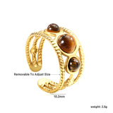 Gorgeous Gold Stainless Steel Cuff Bracelet Embellished with Brown Gemstones ¨C Ideal for Wholesale Jewelry Business