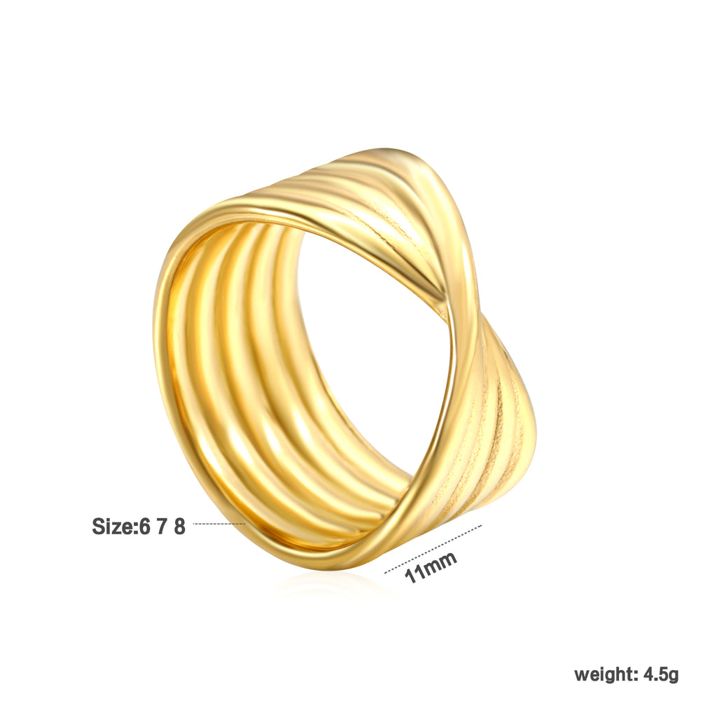 Stainless Steel Interwoven Gold Ring: Stylish Wholesale Jewelry for Elegant Adornment