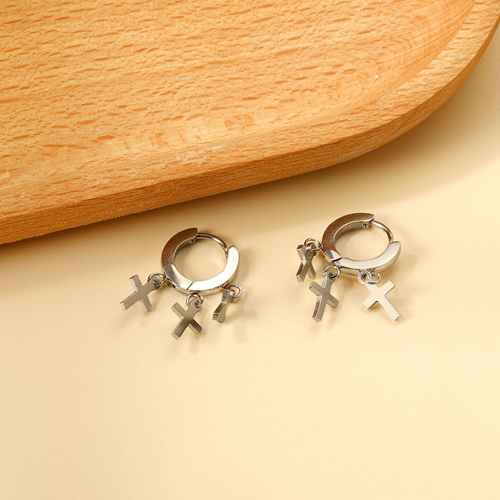 Circle earrings with 3 crosses asonjewelry