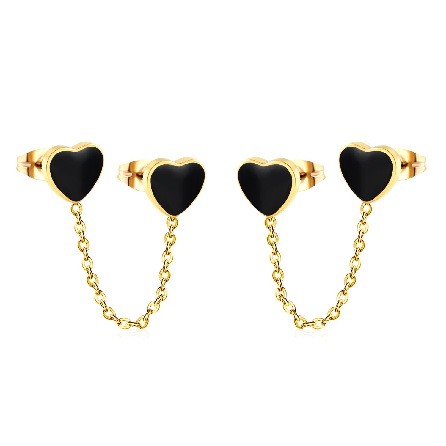 6.3*5.5mm heart shaped black/red/pink oil drops+03 cross chain 30mm accessories earrings gold color asonjewelry