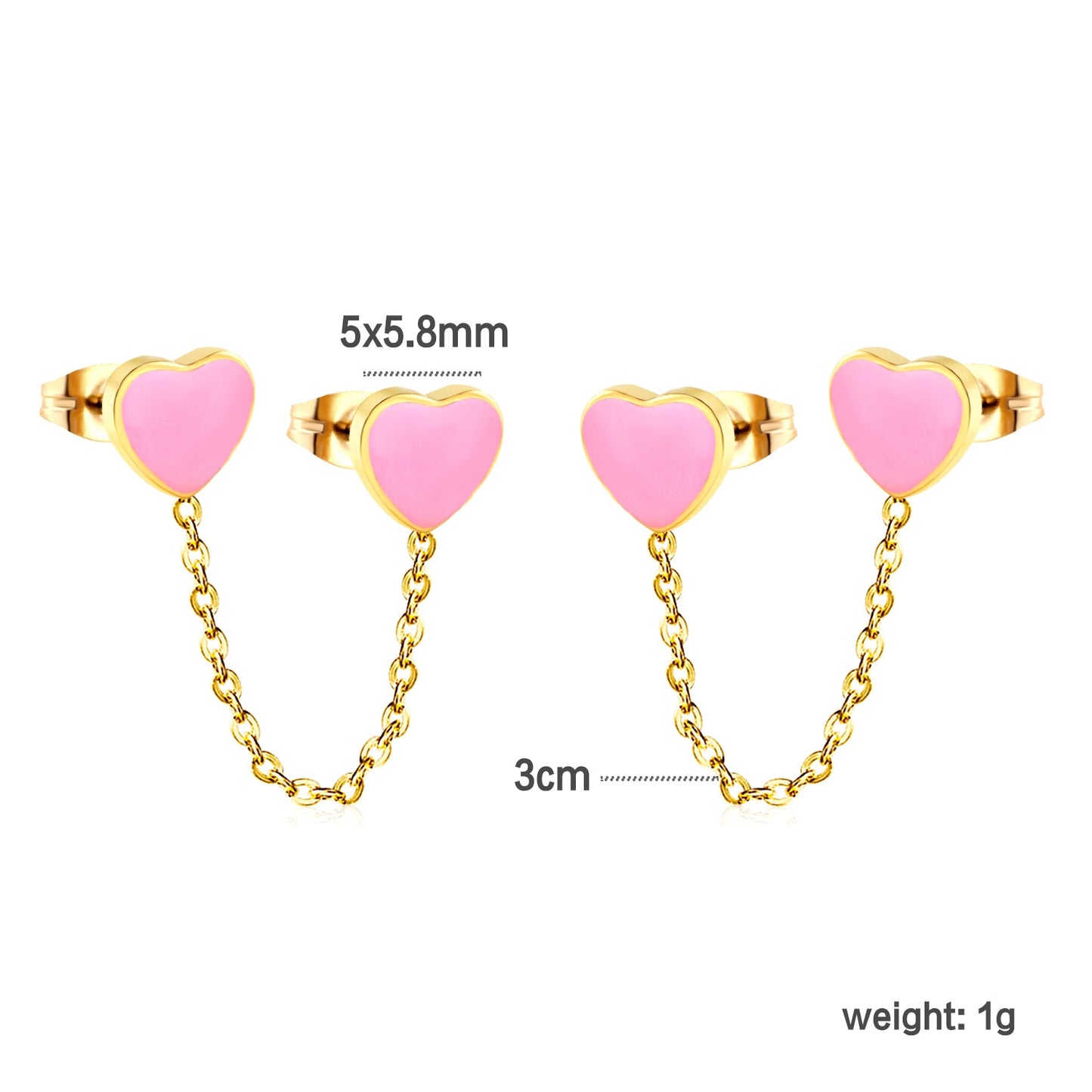 6.3*5.5mm heart shaped black/red/pink oil drops+03 cross chain 30mm accessories earrings gold color asonjewelry