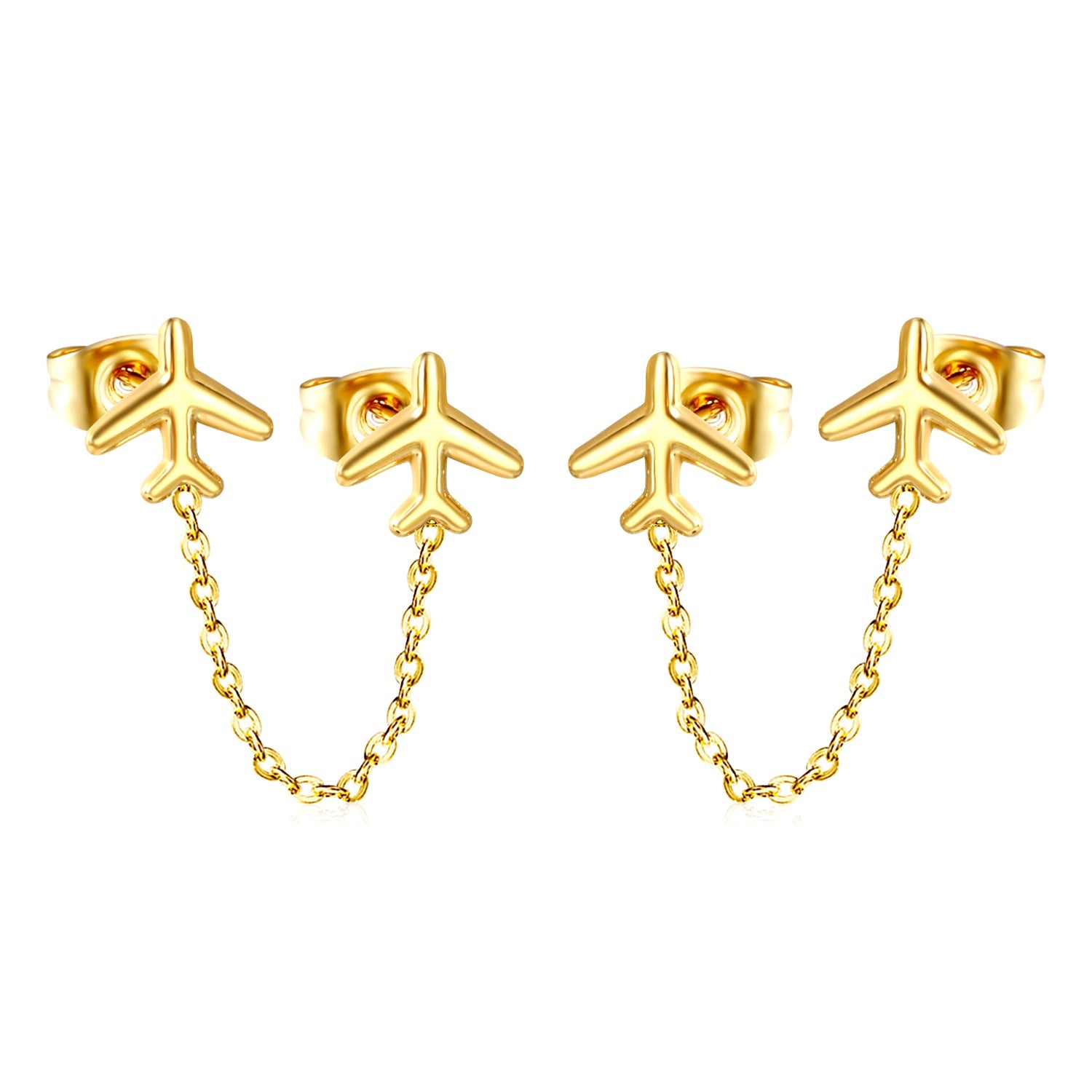 8.2*8mm Airplane+03 Cross Chain 30mm Accessories Earrings Golden asonjewelry